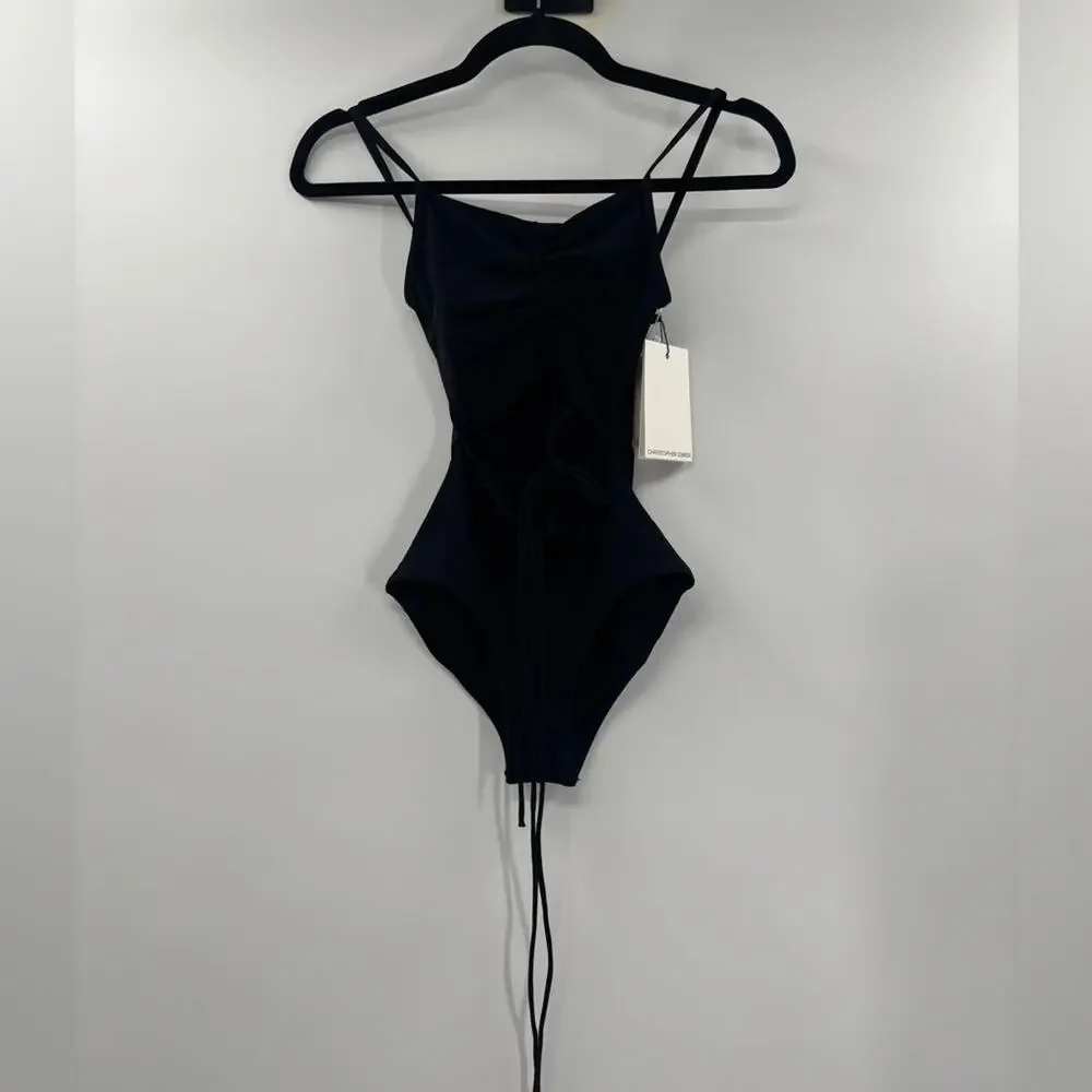 Christopher Esber Ruched Disconnect Swimsuit in Black AU4/US0